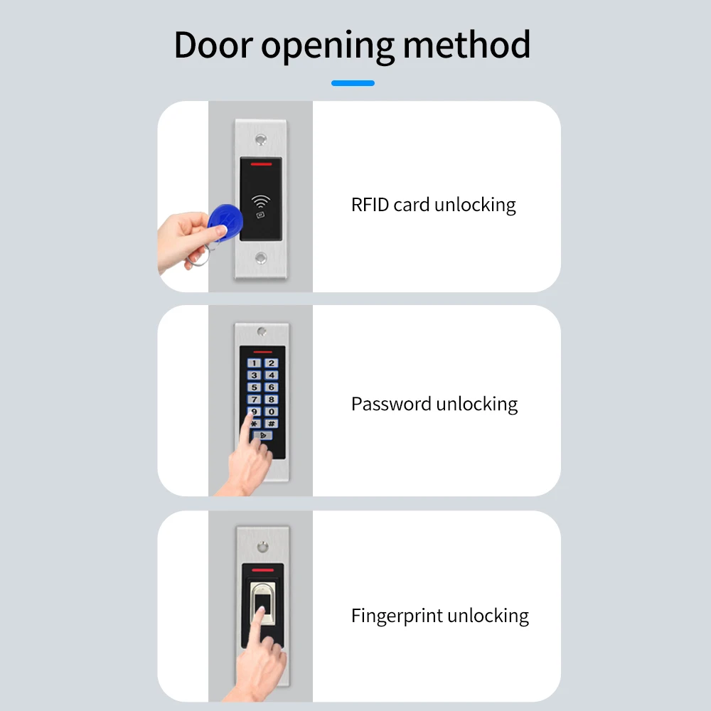 Embed Mounted Metal IP68 Waterproof Standalone RFID Access Control Biometrics Fingerprint Door lock Opener Proximity Card Reader