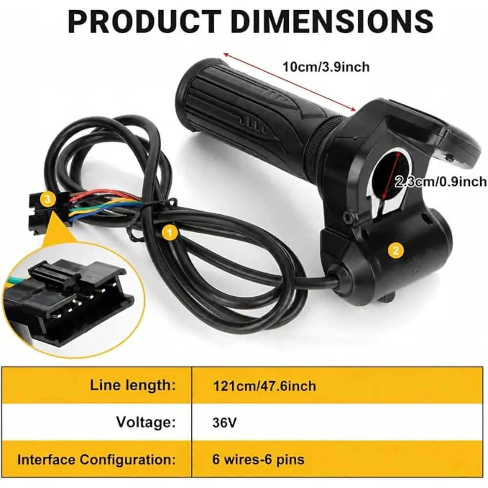 36v Electric Scooter 6 pin Throttle Handle for Gotrax Flex Hoverfly Z5 | equipped with display screen 6-wire 6-pin interfac