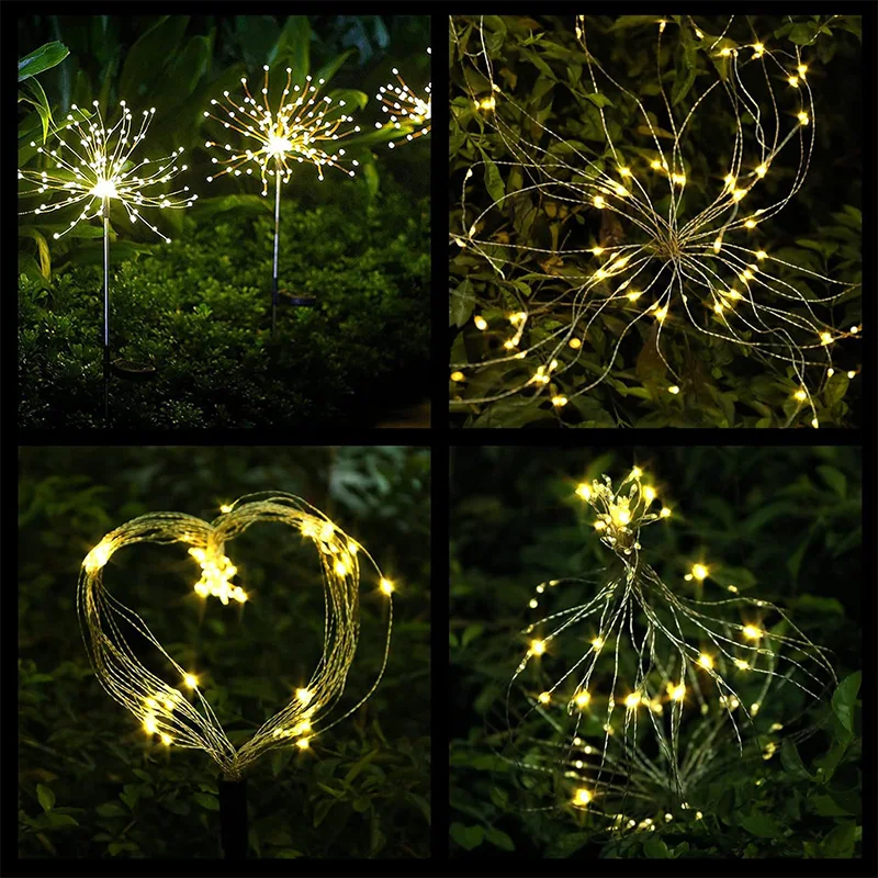 

Solar Powered Dandelion Firework Lights Waterproof Outdoor Christmas Decor Colorful Garden Stake Lights Yard Patio Wedding