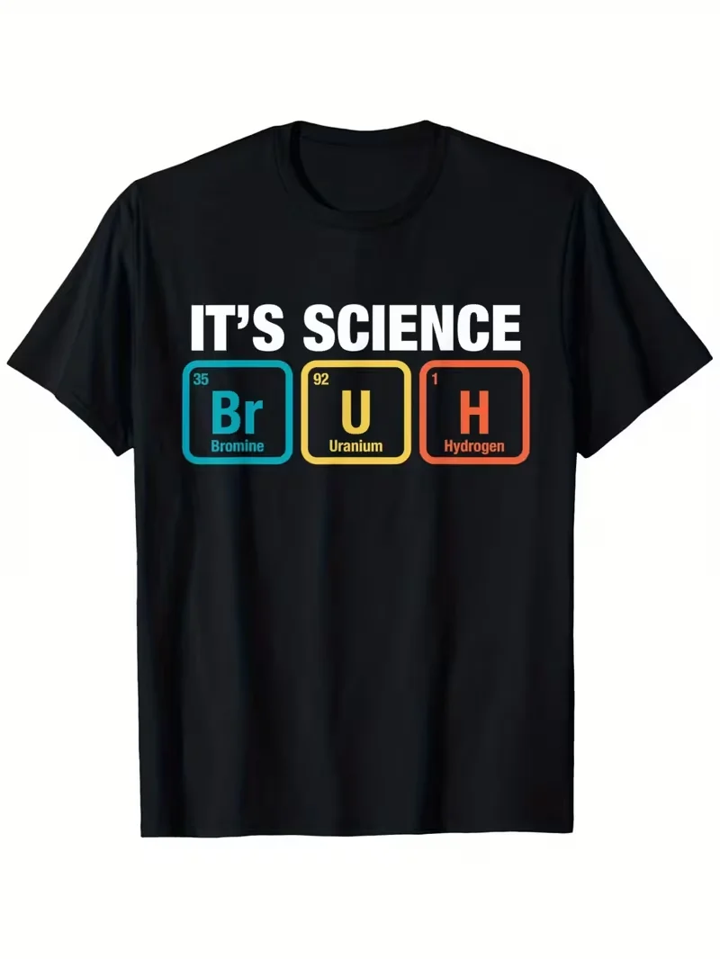 Funny Science Periodic Table Graphic T-Shirt,Crew Neck Casual Geek Nerd Gift Top for Men Women Teens, Daily Wear