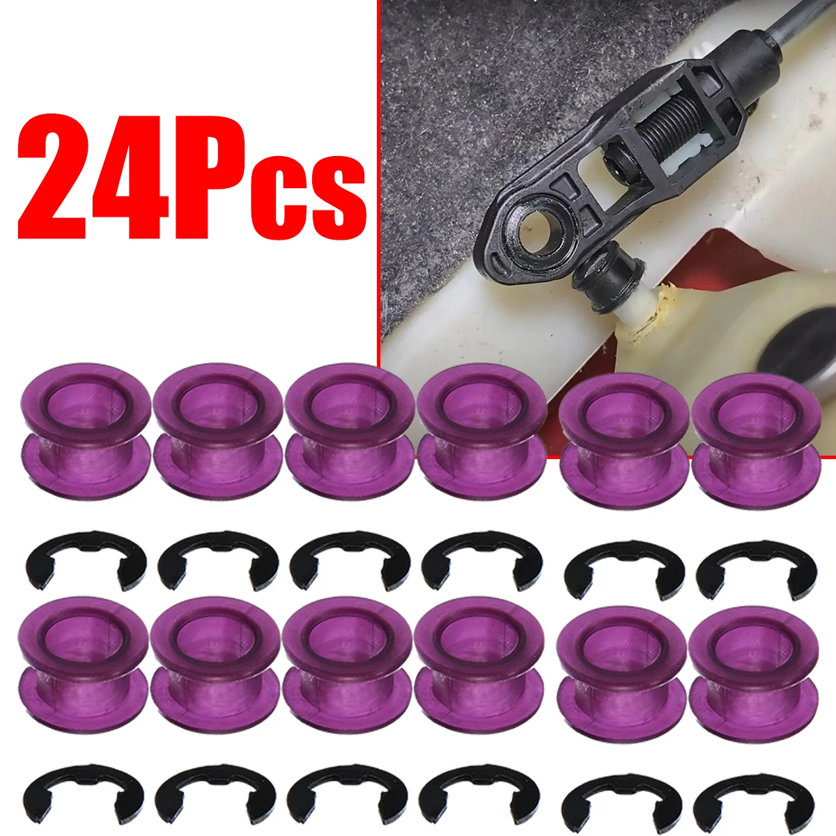 24pcs AT Shift Shifter Cable Bushing Linkage Ends Grommet Sleeve Repair Kit For Nissan Toyota Hyundai Kia Mazda Suzuki Lexus Fix