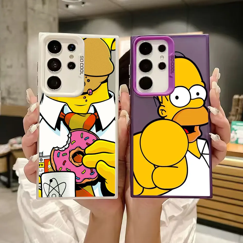 

Cartoon The-Simpsons-Family Luxury S25Ultra Case For Samsung Galaxy S25 S24 S23 S21 S20 FE S22 Ultra Plus Shockproof Phone Cover