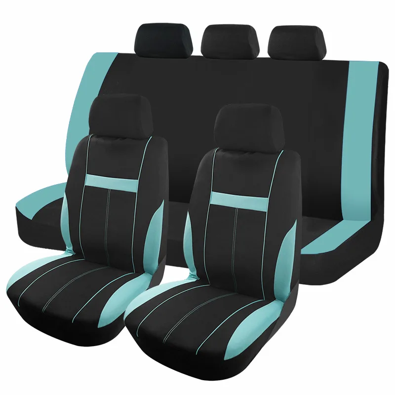 Full Set 9PCS Car Seat Covers Universal Fit Breathable Polyester 5 Seat Auto Cushion
