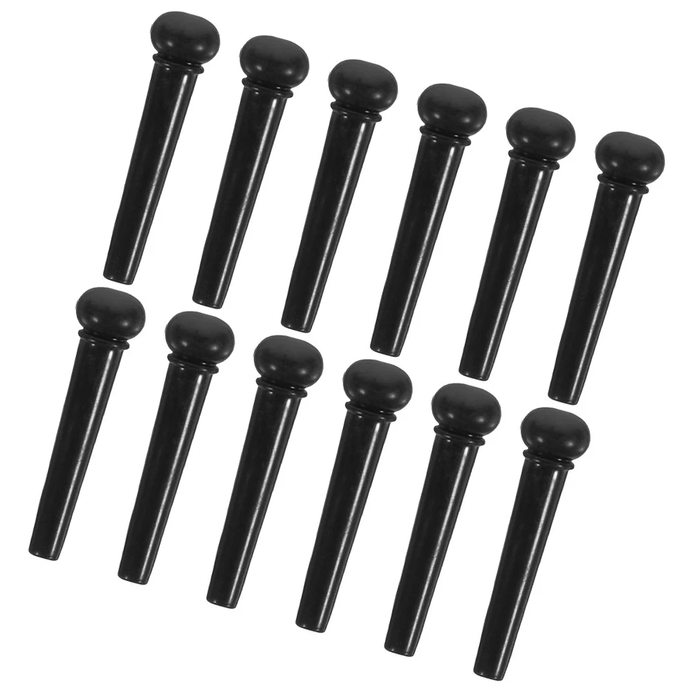 

12 Pcs Bridge String Nail Accessories Guitar Pin Acoustic Black Abs Tuning Pegs