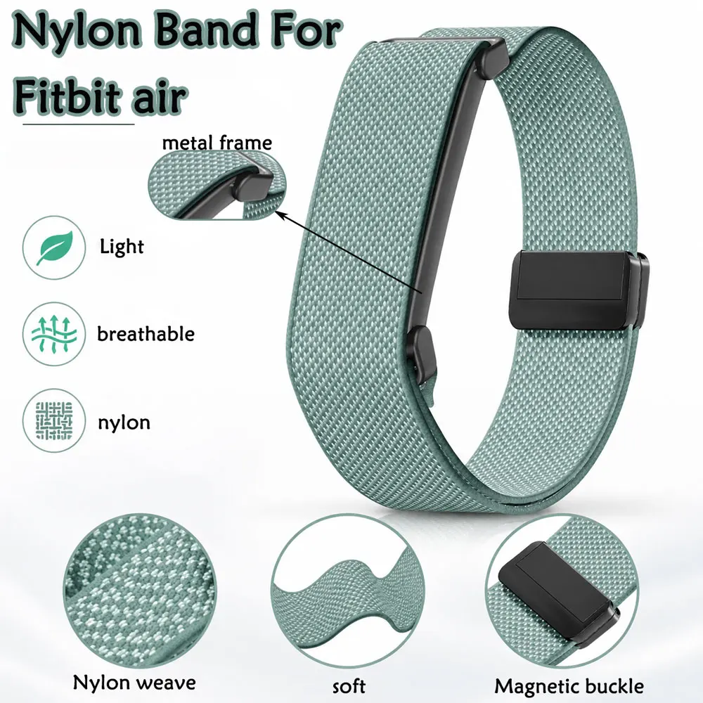 Offizielles Nylon-Armband für Google Fitbit Air, magnetische Schnalle, stilvolles Armband, weich und atmungsaktiv für Google Fitbit Air