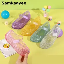 3-8y Girls Sandals Summer Children Crystal Shoes Kids PVC Soft Soled Shoe Toddler Transparent Non-Slip Princess Jelly Sandalias