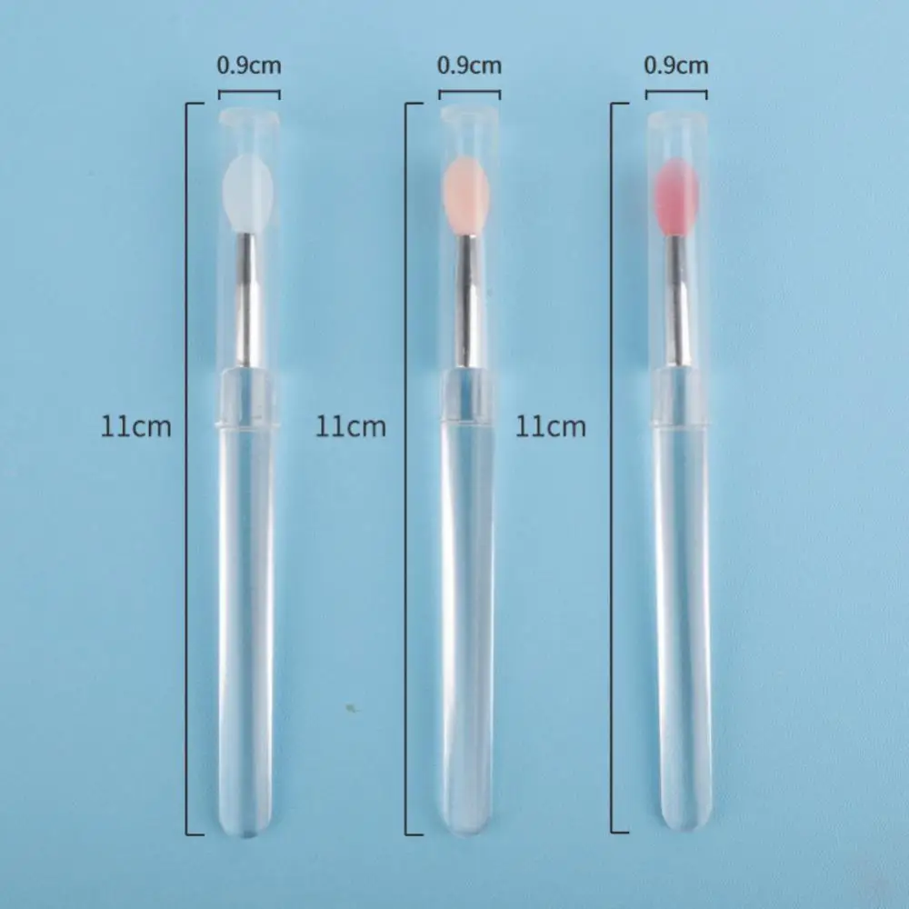 1/3/5/10pcs Portable Silicone Lip Brush With Cover Soft Lipstick Brush Washable Without Staining Transparent Handle Makeup Brush