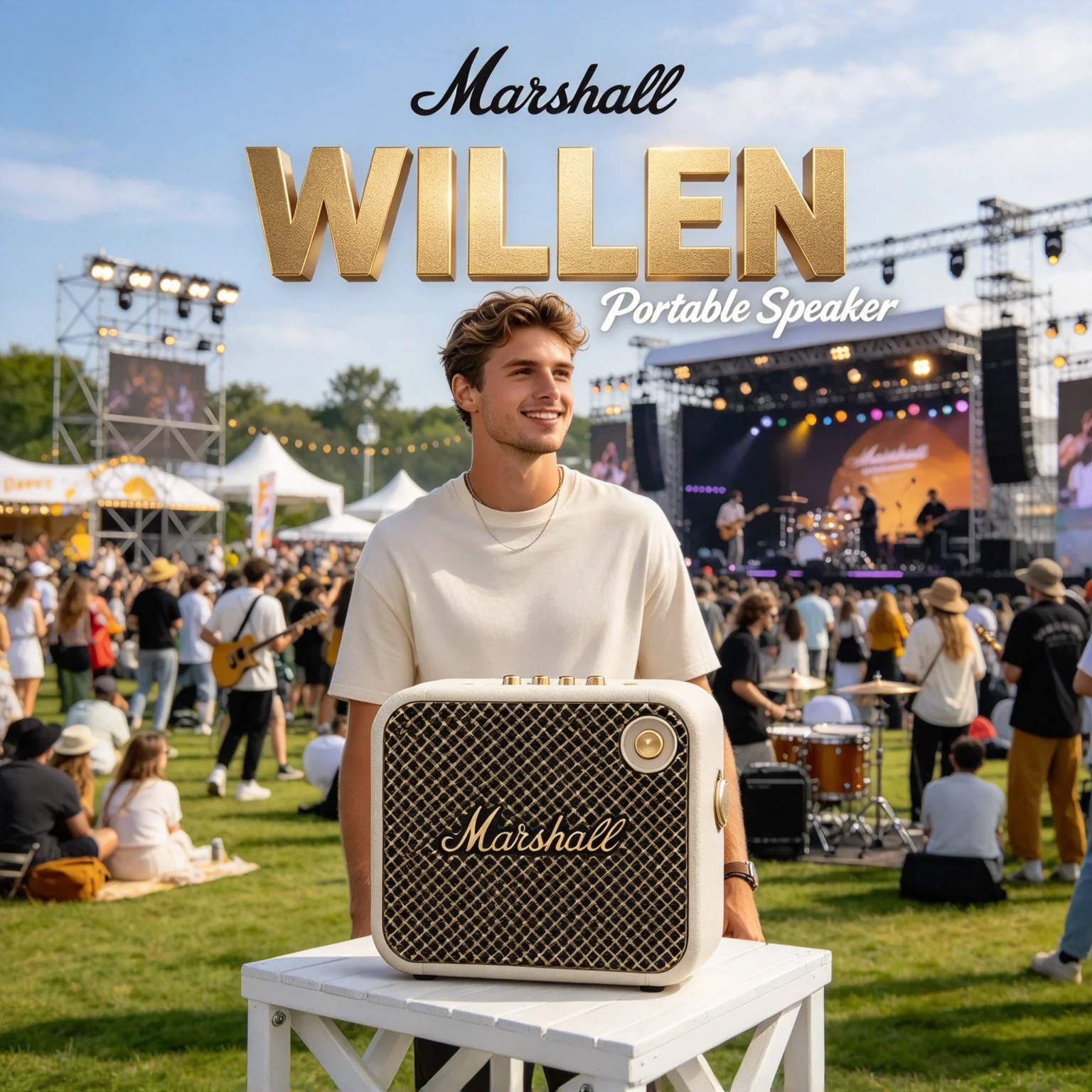 Marshall WILLEN Wireless Mini Speaker, 2 Inch Driver & Dual Passive Radiators, IP67 Rating, Signature Marshall Rock Sound