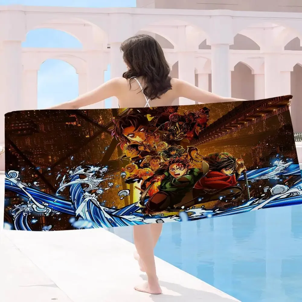 Anime A-Anime D-Demon S-Slayer Bath Towel Microfiber Soft Water Absorbing Breathable For Kids Decorative Cartoon Beach Towel