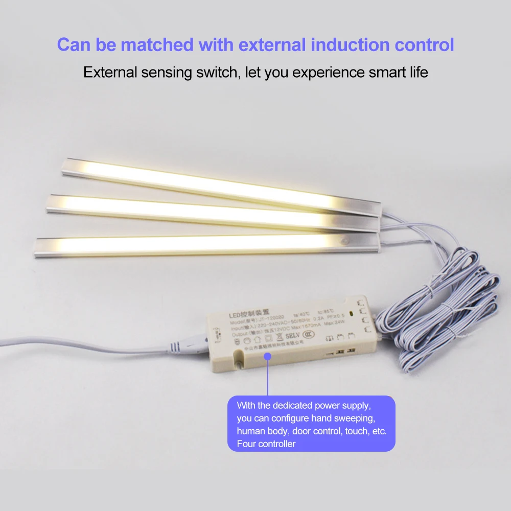 30CM 40CM 50CM Under Cabinet LED Light Bar 12V Touch Dimmer Switch Hand Scan PIR Motion Sensor Dimmable Kitchen Night Lamp