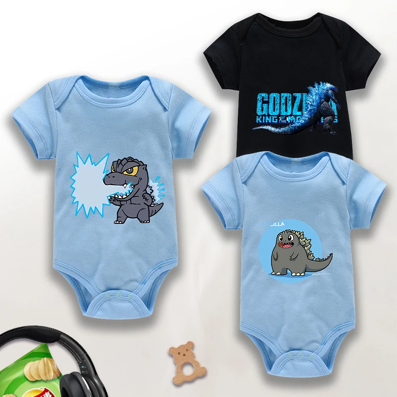 Godzillas Baby Romper Cotton Newborn Jumpsuit Kong Movie Cartoon 3-24M Infant Clothes Safty Soft Bodysuit Short Sleeve Baby Cute