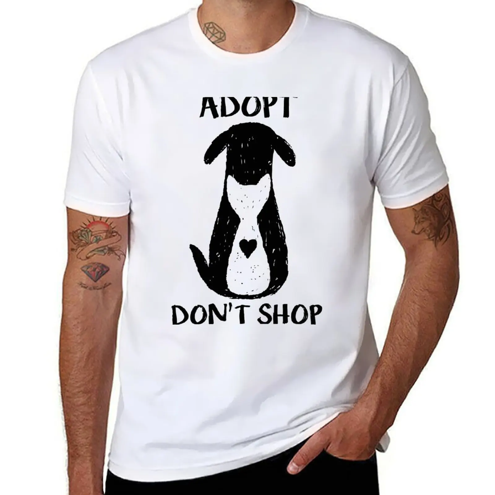 Adopt don't shop T-Shirt Big and Tall Crew Neck Tee