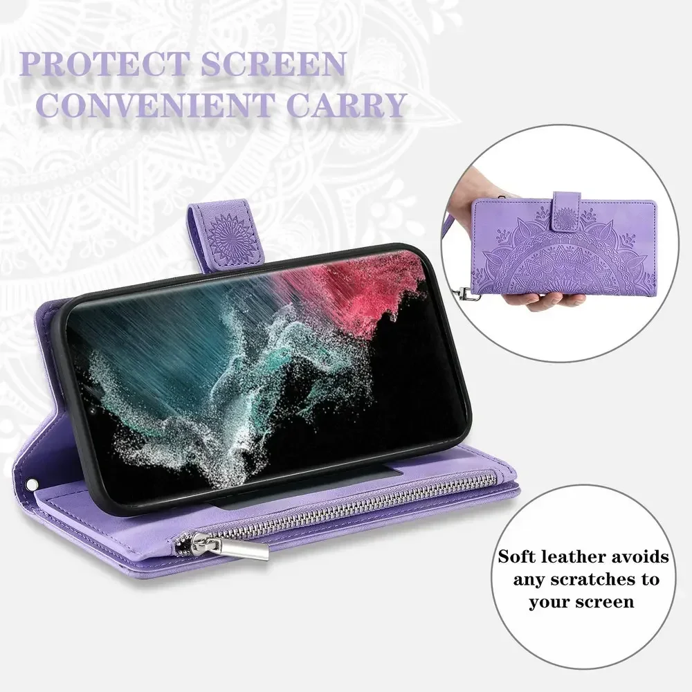 S 23 S24 S26 Ultra 5G Leather Case for Samsung Galaxy S25 Ultra Flip Cover Zip Book Funda S26 Ultra 26 Plus S23 FE Wallet Etui