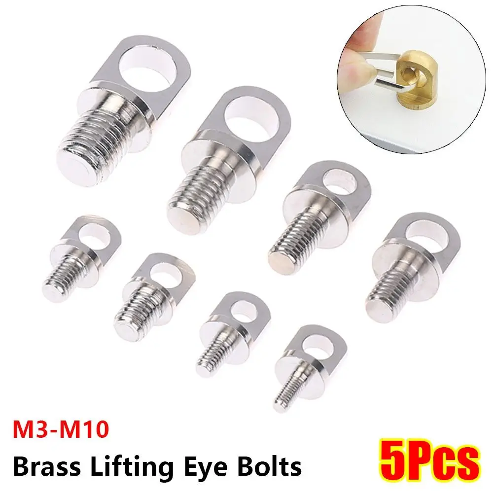 5Pcs M3-M10 Brass Eye Bolts Brass With Hole Copper Lifting Eye Screws Copper Lifting Ring Eye Bolt