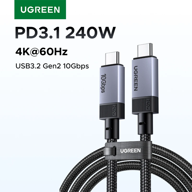 UGREEN Full Function USB-C Cable Type-C to Type-C  PD3.1 240W Charging 10Gbps Transfer 4K60Hz Video for Monitor Laptop iPhone 17