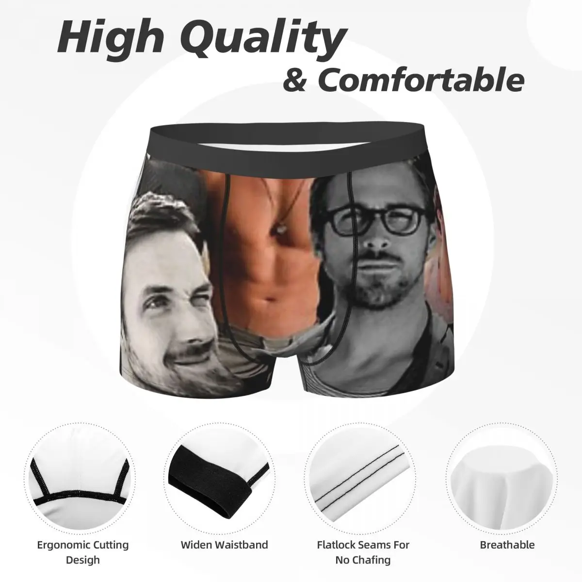 Boxer Unterhose Shorts Ryan Gosling Collage Höschen männliche bequeme Unterwäsche für Homme Mann Freund Geschenk