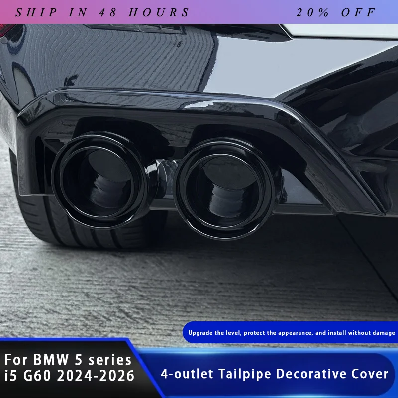 IOSN ﻿ For BMW 5 Series i5 G60 2024-2025 Car Tail Throat Liner Pipe Exhaust System Cover Carbon fiber ABS Plastic Tailpipe Cover