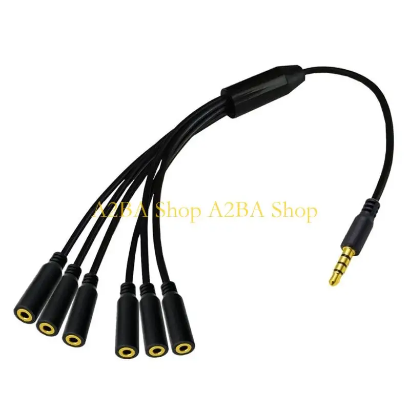 A2BA 3.5Mm 1 Male to 2 3 4 5 6 Female Sound Splitter with Gold Plated Connectors for Multiple Devices