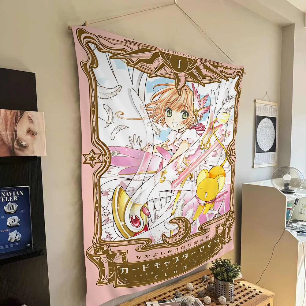 Card Captor Sakura 60th Anniversary Edition Cartoon Wandteppich Hippie Blume Wandteppiche Wohnheim Dekor Kunst Home Decor