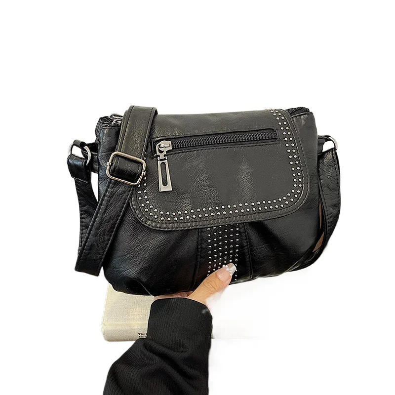 

Mom bag, women's bag 2024 new fashion soft leather diagonal cross bag, large capacity middle-aged and elderly bag, multi-layer s