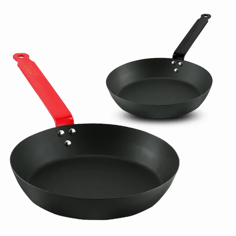 Pre-Seasoned Carbon Steel Skillet 9 &10 inch Frying Pan No Coating Chef Pan Induction &Oven Safe Fast Heating Naturally Nonstick