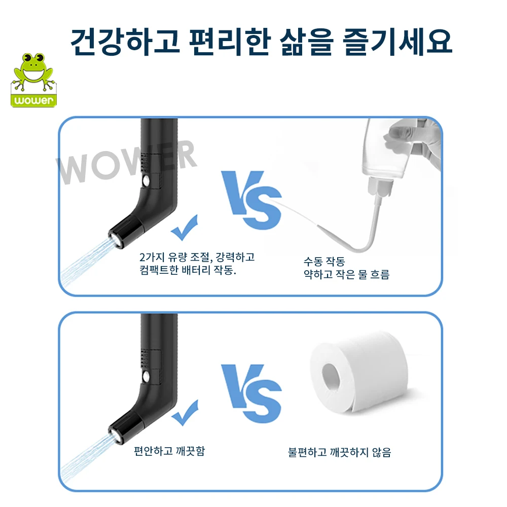 Wower 개인 위생 청소용 휴대용 전기 비데2.3L Shattaf 충전식 여행 캠핑 비데... - 4