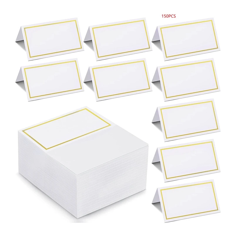 Cartões De Lugar Duráveis com Folha De Fronteira, Mesa Cartões De Barraca, Textura Cartão De Assento, Escolta Em Branco Nome Do Cartão Do Lugar, Configuração Da Tabela, Durável, 150Pcs