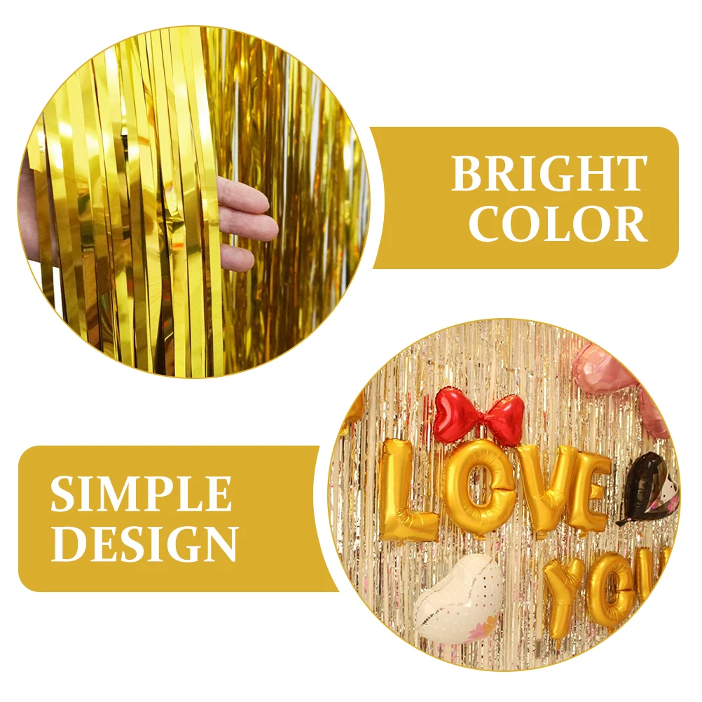 

4pcs Foil Fringe Curtain Tinsel Shiny Streamer Backdrop Birthday Party Decorations Door Wall Festival Event Baby Shower Curtain