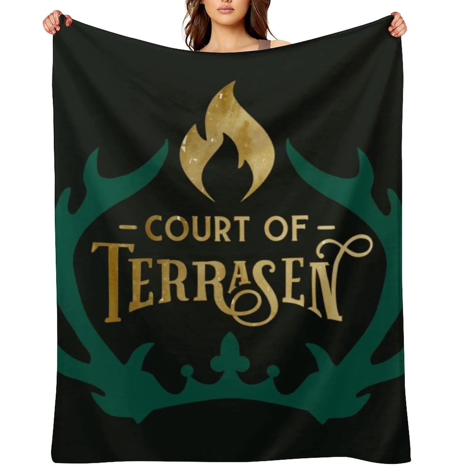 Court of Terrasen - Throne of Glass Throw Blanket Sofas Single valentine gift ideas Sleeping Bag Flannel Fabric Travel Blankets