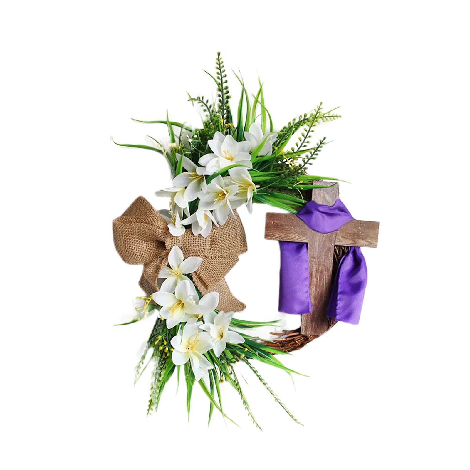 Wielkanoc 2024 Easter Wreath With Cross  Rustic Grapevine Easter Wreath With  Bow Easter Decorations Easter Decor