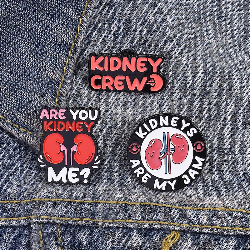 الكرتون علم الكلى المينا دبابيس الكلى هي مربى الجهاز الطبي غسيل الكلى بروش شارة التلبيب مجوهرات هدية للأطباء والممرضات