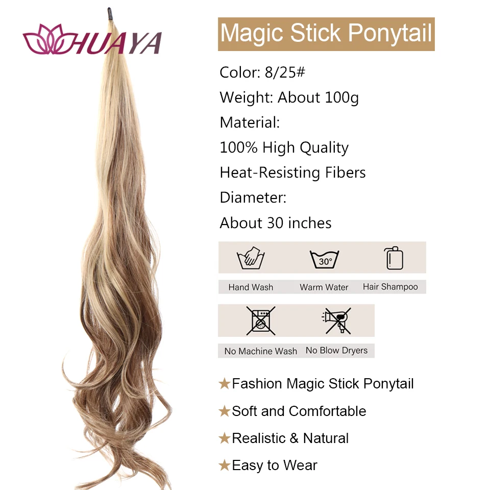 Synthetic Flexible Wrap Around Long Ponytail Hair Extensions Natural Wave Cute Blonde Balck Grey Women Fake Pony Tail