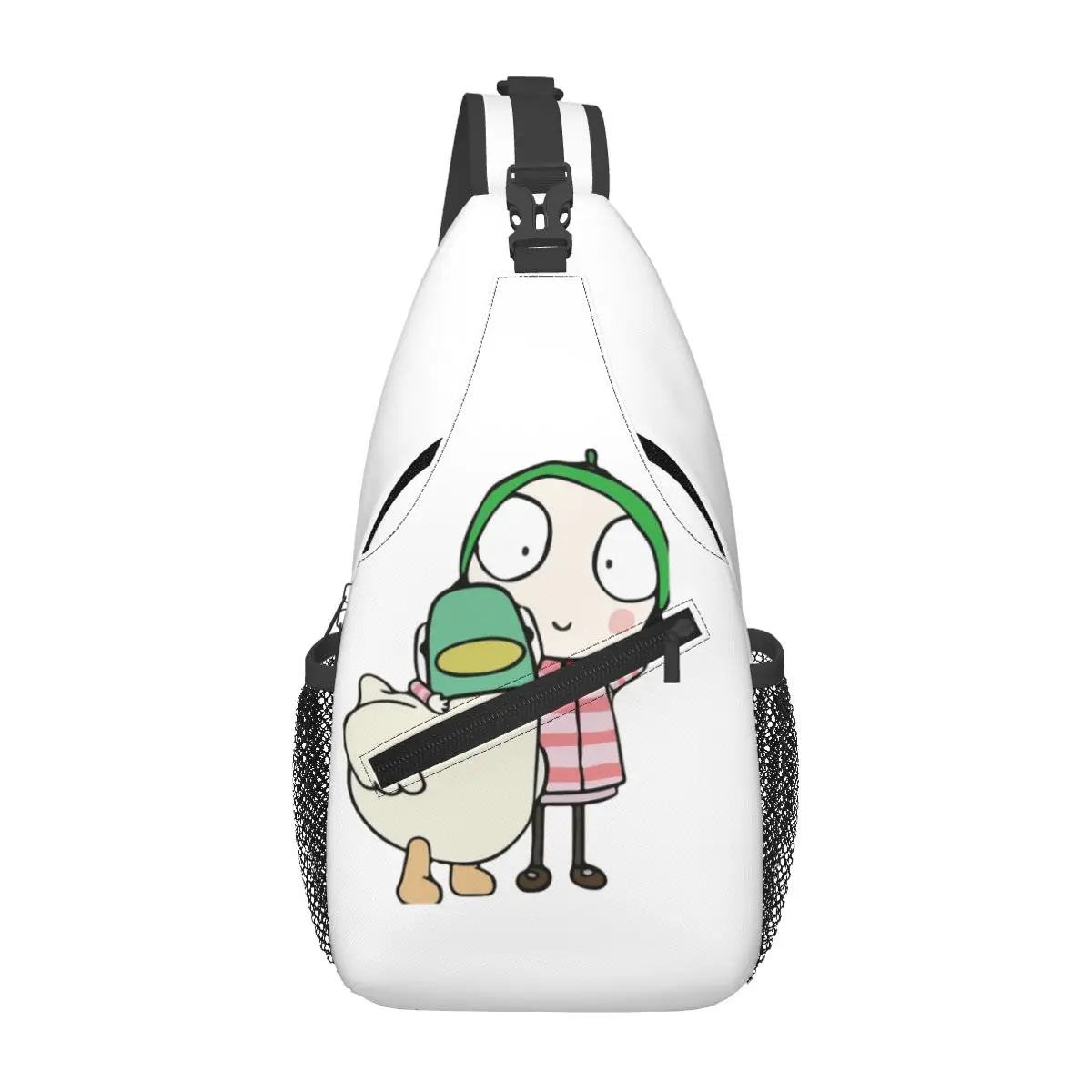 

Sarah And Duck Having Fun Chest Bag Men Sling Crossbody Backpack Chest Bag Travel Hiking Daypack Shoulder Bag