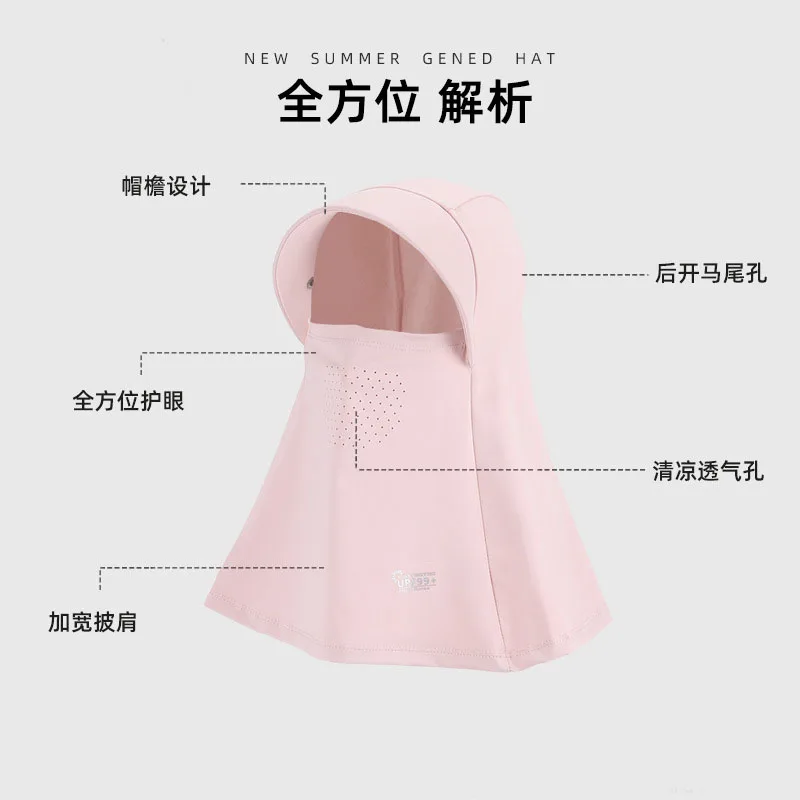 Summer Ice Silk UV Protection Hat With Mask and Neck Cover Integrated Sun Hat for Outdoor Cycling Face Protection Sun Hat