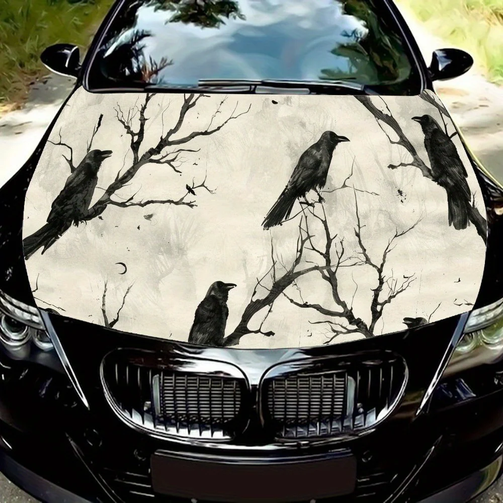 

Dead - tree - perching Ravens Print Car hood stickers, waterproof self-adhesive car vinyl stickers, car decoration protection st