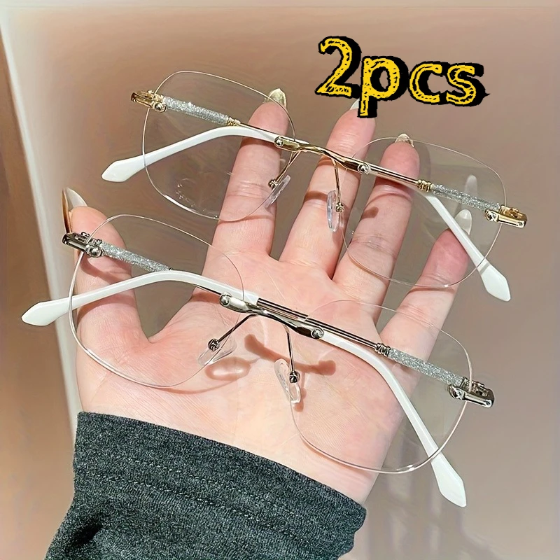 1/2pcs Metal Fashion Glasses with Clear Lenses, Perfect for Daily Matching.