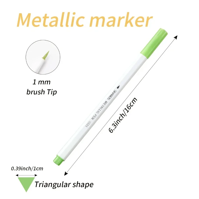 6/12pcs pearl pen, colored soft brush, 5-color metallic paint pen, hand ledger marker pen