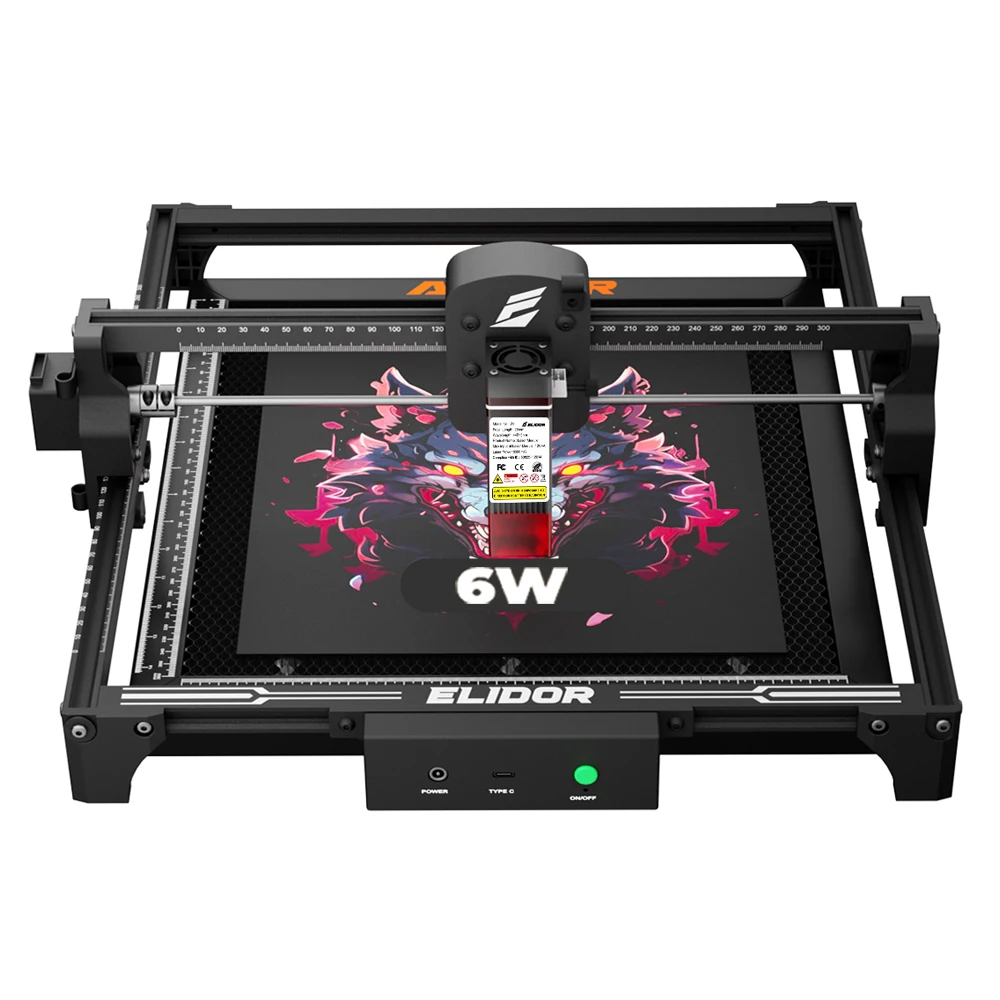 ELIDOR Z6 12W Tragbare Dioden Lasergraviermaschine CNC Laserschneidgerät Einsteigergerät für Holz Leder Acryl und Glas