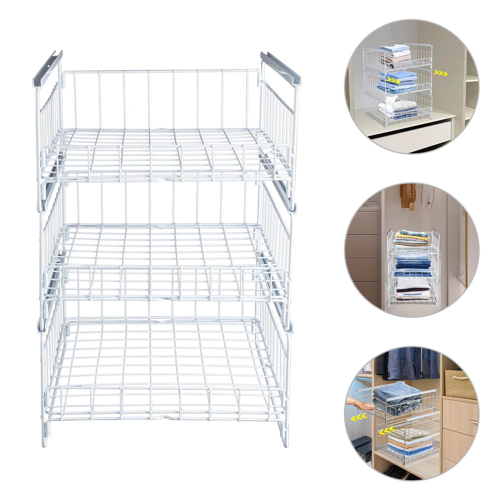 3 Tiers Pull-out Shelf Kitchen Drawer Clothing Storage Kitchenware Storage Rack for Kitchen Bedroom Home Storage