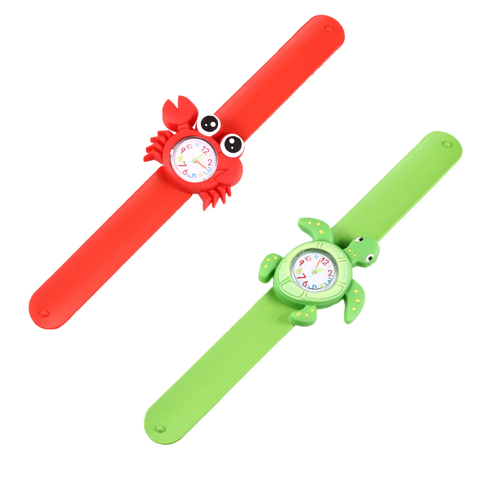 2 個腕時計海洋動物漫画赤カニ緑ウミガメクリエイティブウォッチ快適な誕生日プレゼント