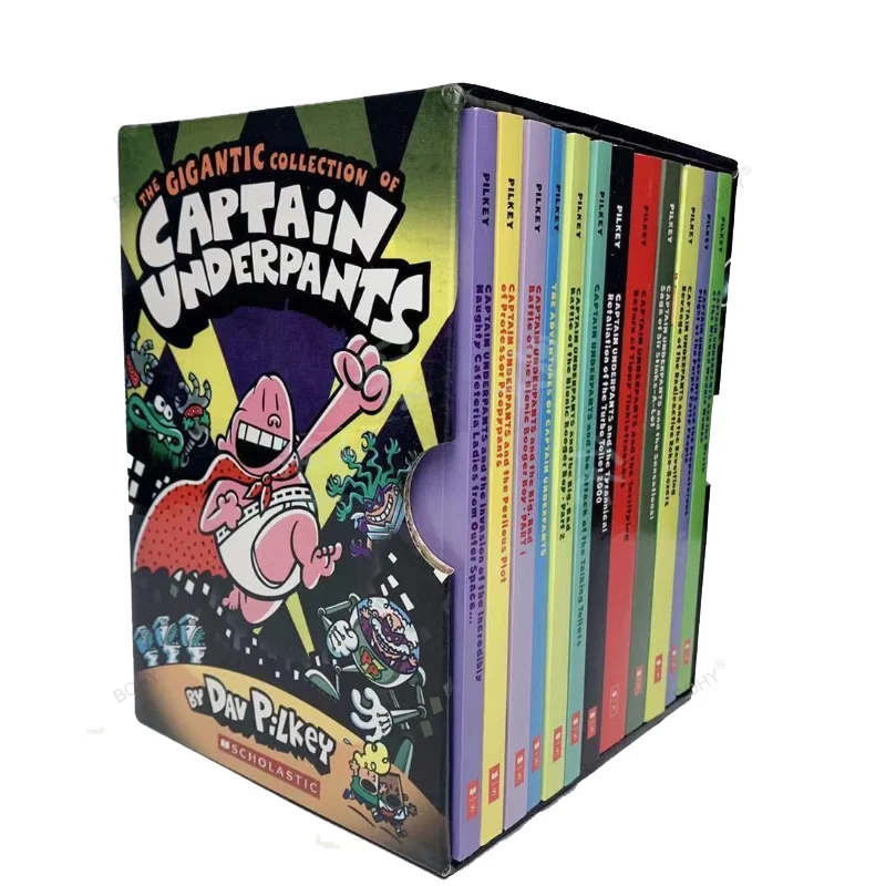 

12 Books/set The Gigantic Collection of Captain Underpants By Dav Pilkey English Story Books Set Comic Book for Children