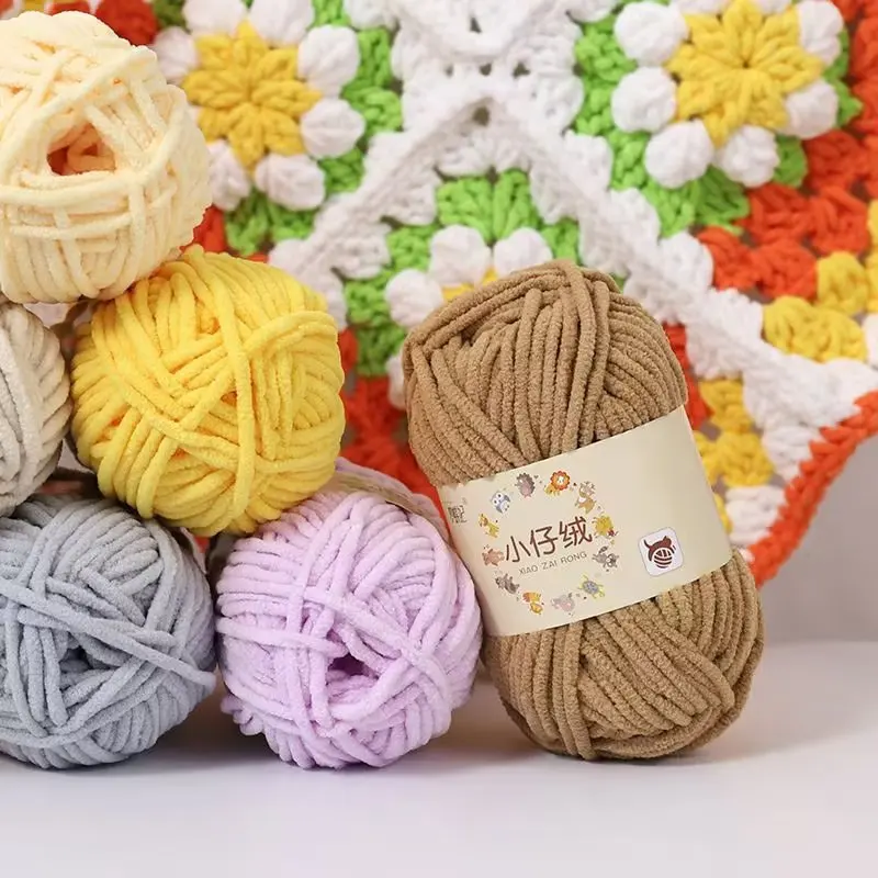 1Pc 50g Hand knitting Velvet Yarn Thick 100% polyester Crocheting Yarn knit Scarf Hat blanket Chenille Yarn Crocheting amigurumi