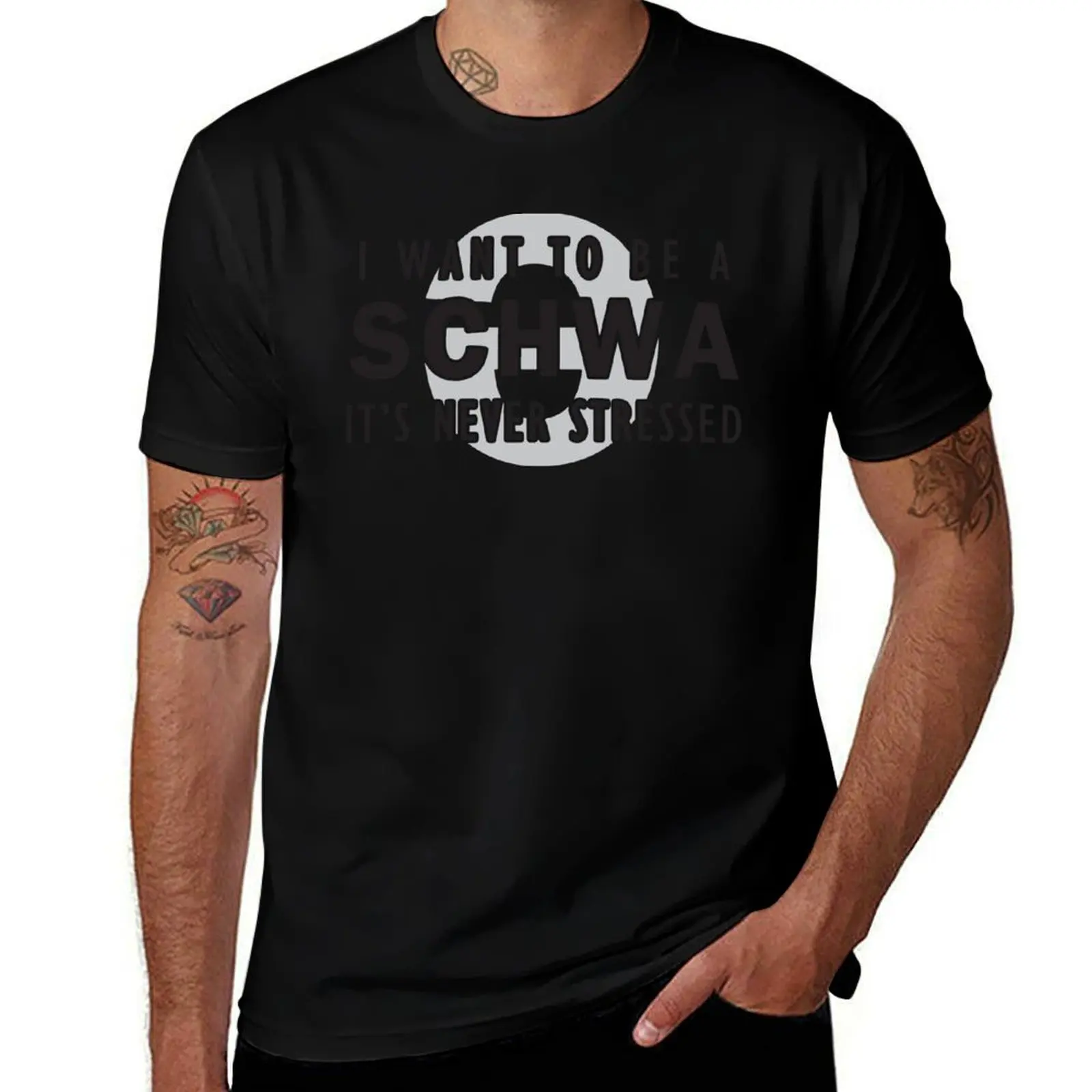 I-Want-to-be-a-Schwa-Its-Never-Stressed T-Shirt Running Gym Short Sleeve Sports Tee