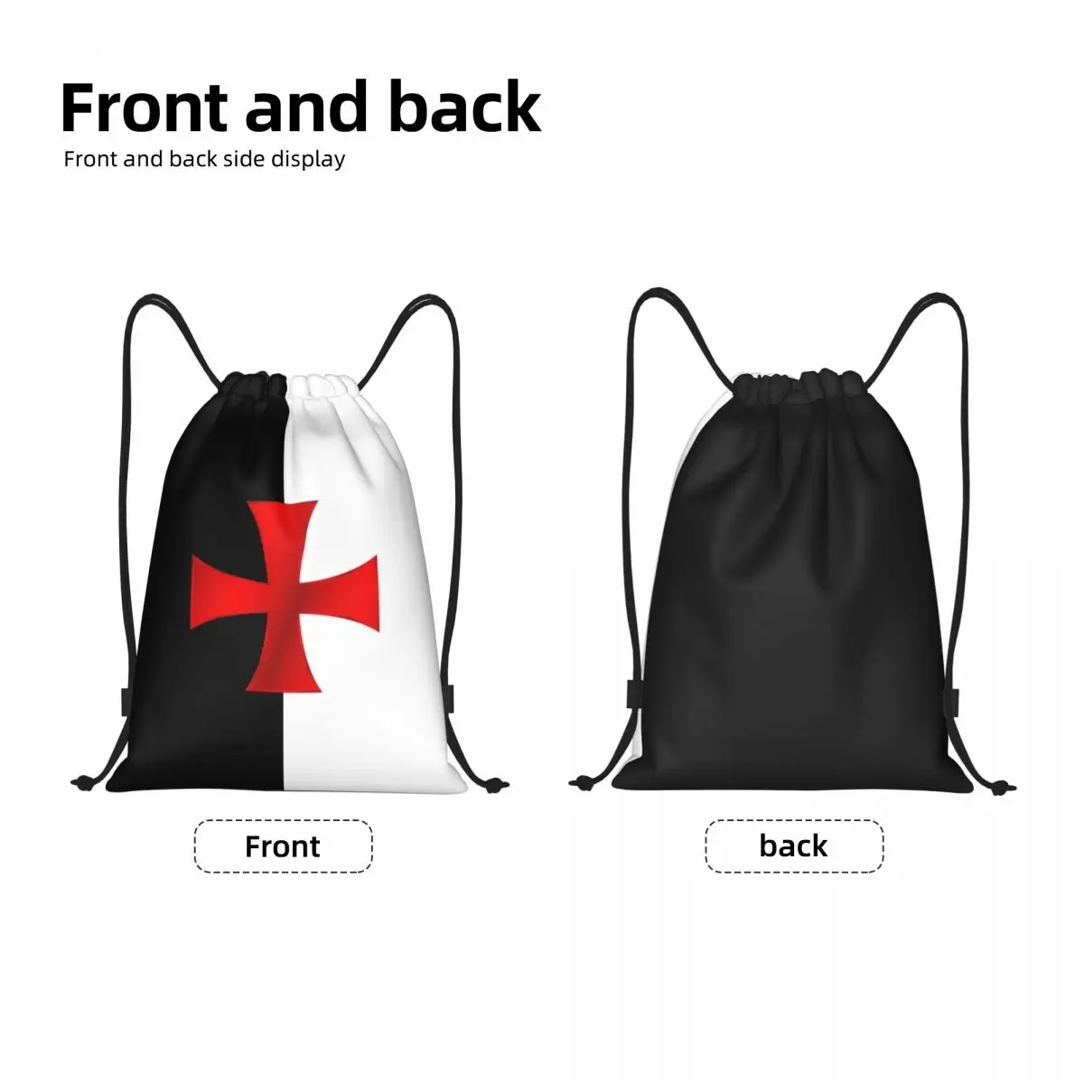 Templar Knight Jerusalem Cross Seal Medieval Warrior Symbol Drawstring Backpack Sports Gym Bag for Men Women Training Sackpack