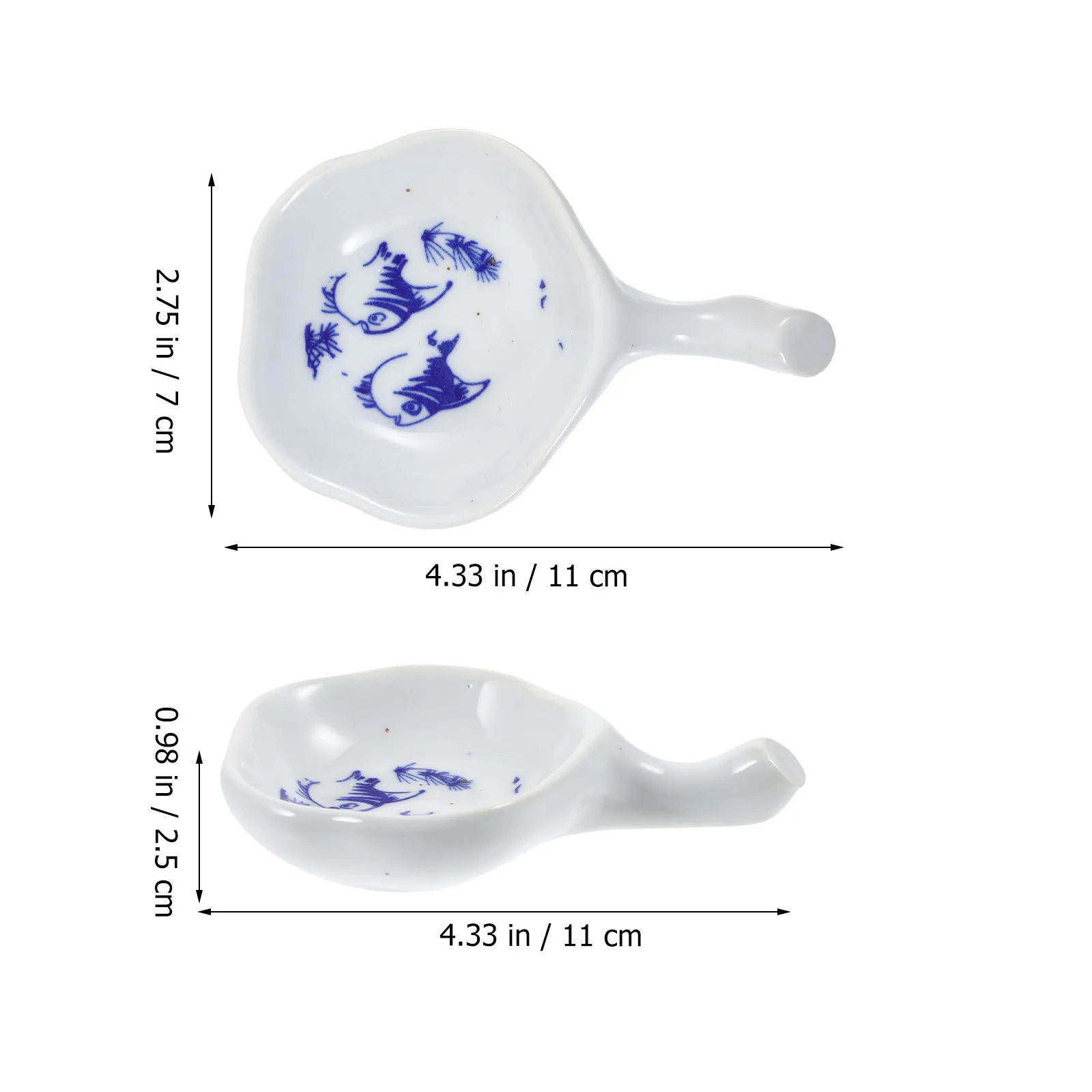 2Pcs Ceramic Blue and White Porcelain Calligraphy Ink Dish Ink Brush Holder Large Capacity Water Dish Calligraphy Accessories