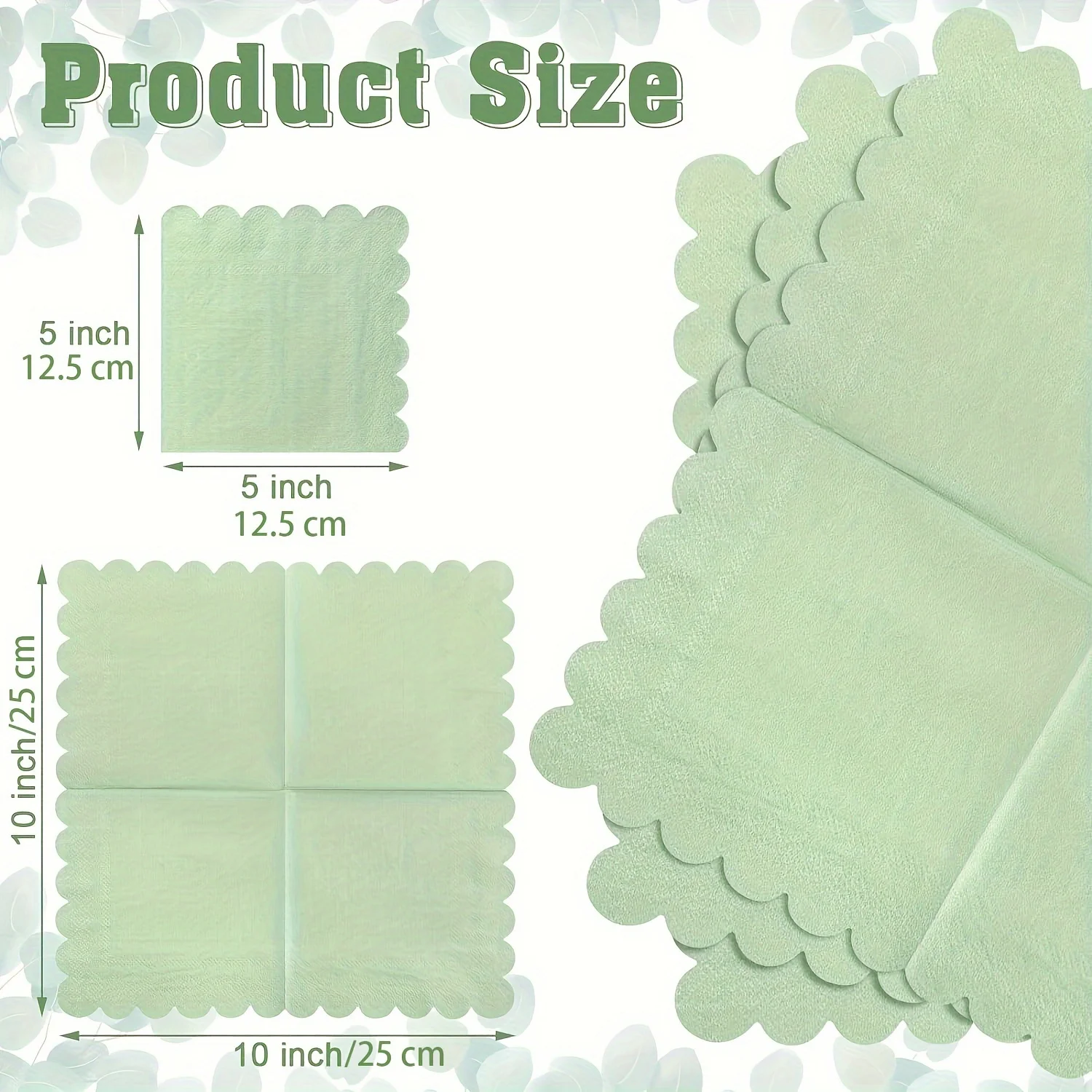 25/50/100Pcs Green Paper 25X25cm Napkin Soft Handkerchief Romantic Wedding Banquet Square Table Napkins Dinner Party Decoration