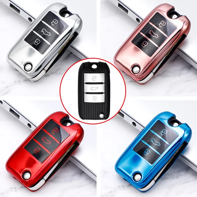 TPU Car Flip Key Case Cover for MG MG3 MG5 MG6 MG7 MG ZS GT GS for Roewe RX5 350 360 750 Accessories Shell Fob Keychain