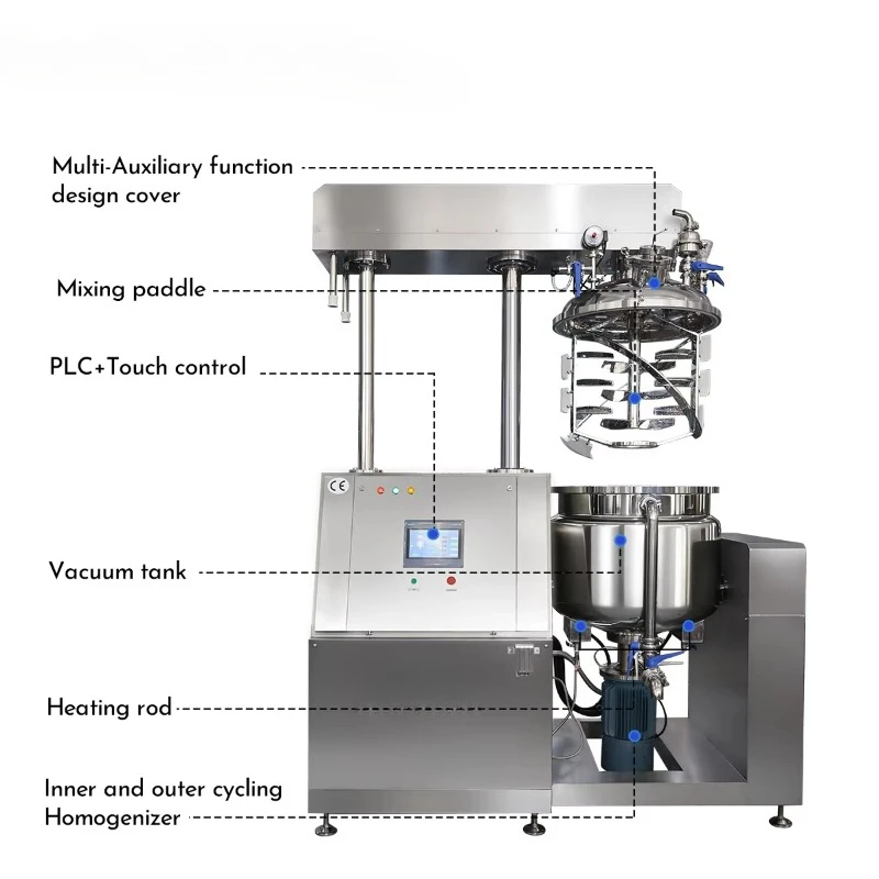 200L 5000rpm High Speed Cycle Vacuum Homogenizing Mixer Cosmetics Moisturizing Cream Lotion Foundation Emulsifier Motor