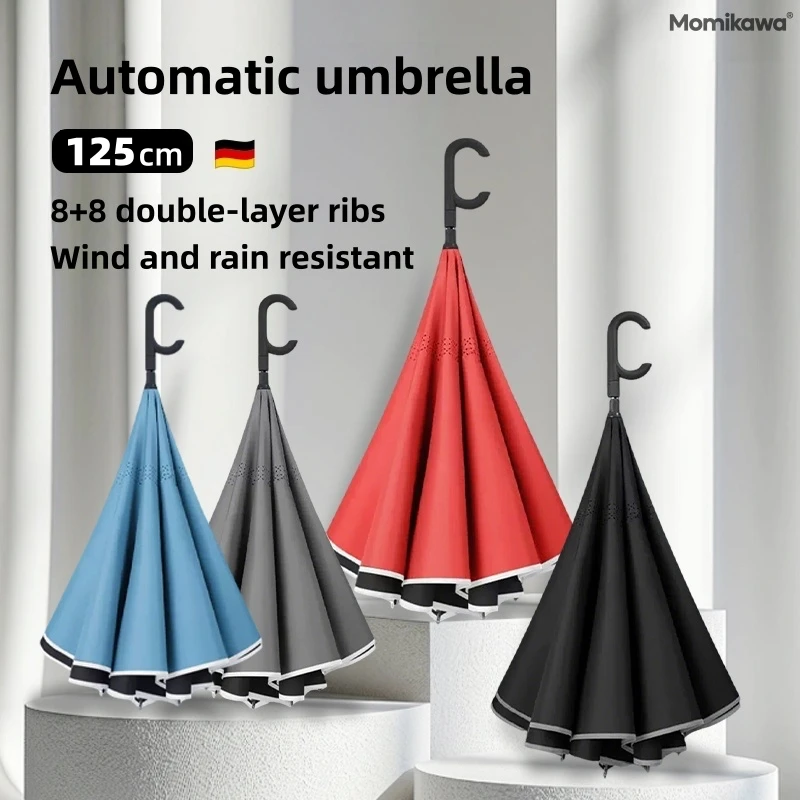 Automatic Long Handle Reverse,Oversized Double Layer Thickened Windproof Car Umbrella,Birthday Xmas Gift