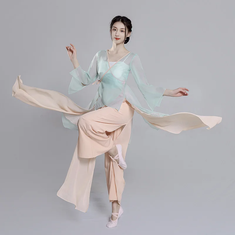 Classical dance clothes women elegant gauze clothes Dance in China training clothes women charm fairy chiffon top performance